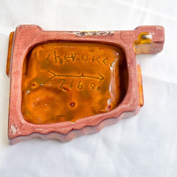 Vintage Oklahoma State Ceramic Ashtray Trinket Dish Western Cherokee 71680 - Picture 5 of 6